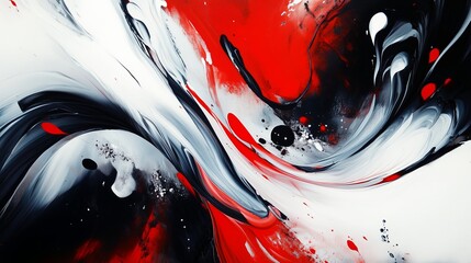 Poster - Bold abstract artwork featuring swirling red, black, and white colors with dynamic movement and texture