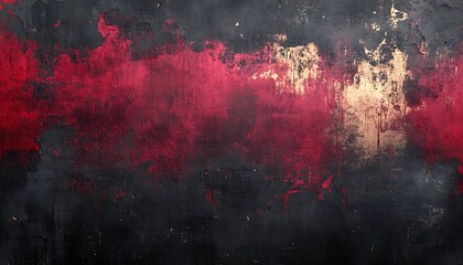 Aufkleber - A textured abstract canvas featuring bold red, black, and hints of gold, creating a dramatic and moody composition.