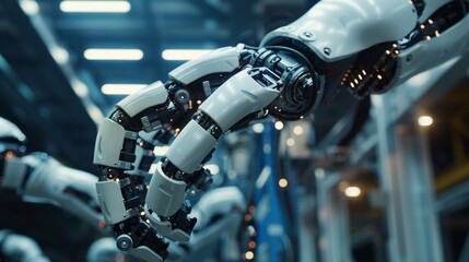 Poster - A robotic arm is shown in a factory setting
