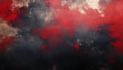 Aufkleber - An abstract artwork featuring dynamic strokes of red, black, and gray, creating a dramatic and emotive visual experience.