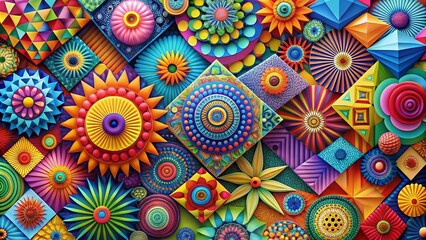 Aufkleber - abstract geometric patterns in vibrant colors creating a dynamic and eye-catching visual experience