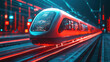 © Kanittha - Futuristic high speed magnetic train in glowing cityscape, showcasing advanced technology and