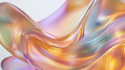 Poster - Abstract glass sculpture showcasing vibrant colors and flowing curves in a minimalist setting illuminated by soft light