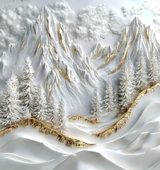 Poster - Beautiful natural landscape of mountains in the morning.