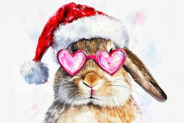 Christmas Bunny in Fun Sunglasses Illustration