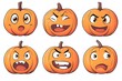 © STF Design  - illustration of a cute pumpkin with different emotions, on a white background, in a vector style. The design is simple, with clean lines, flat colors