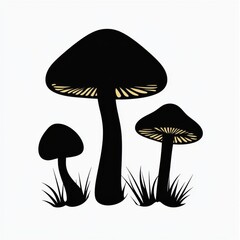 Poster - Mushroom Silhouette on White Background, flat design illustration