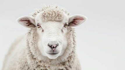Poster - A sheep with a white face and brown wool