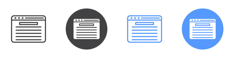 Web page icon Flat art in black and white isolated