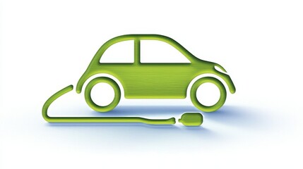 Green Electric Car Icon for Clean Energy Concept