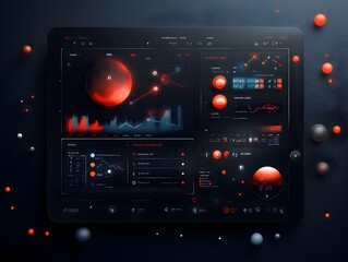 Poster - Visually striking digital data dashboard featuring a clean and modern user interface design with a polished sci fi theme an immersive heads up display