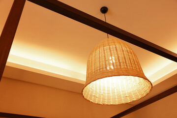 Sticker - Stylish pendant lamp on ceiling indoors, low angle view