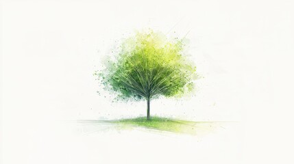 Poster - Simple Abstract Green Tree Line Art Design