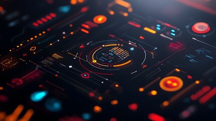 Poster - Innovative digital data graphics modern infographic visualization sleek HUD display futuristic UI elements and sophisticated technology backdrop