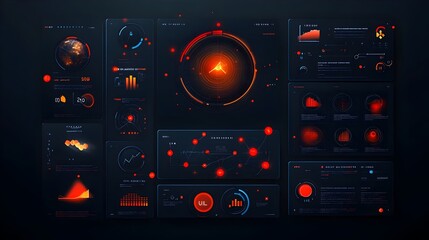 Poster - Stylized futuristic digital data display with a sleek modern interface  Features a minimalist modular layout with geometric UI elements and a clean technology driven backdrop