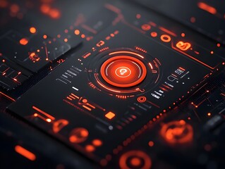 Poster - Cutting edge data graphics and abstract digital HUD components showcasing a sophisticated cyberpunk inspired minimalist UI design with innovative technology concepts