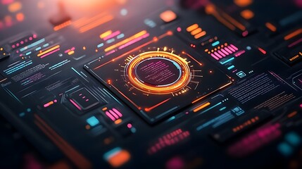 Poster - Captivating Digital Data Graphics with Sleek Futuristic Technology Interface Design for Cutting Edge Game Development and Immersive User Experience