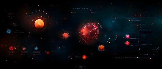 Poster - Captivating data visualization system featuring dynamic abstract geometric patterns holographic design elements and a high tech user interface