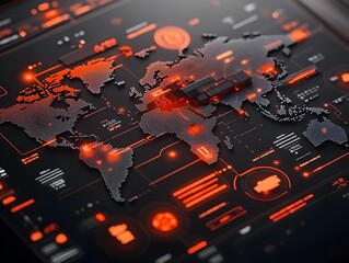 Poster - Cutting Edge Technology Overlaying an Expansive World Map Visualizing Complex Global Trade Routes and Logistics Infrastructure Conveying a Sense of Precision and Optimization
