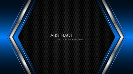 Aufkleber - Abstract blue and silver polygons on dark steel mesh background. with free space for design. modern technology innovation concept background	