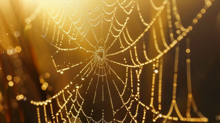 Dew Drops Adorning a Morning Spider Web