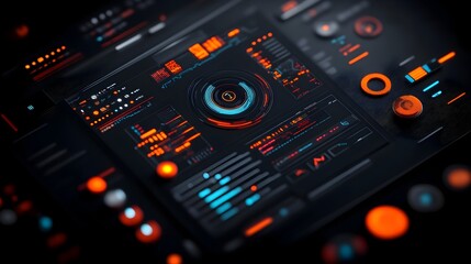 Poster - Captivating Digital Data Display with Futuristic User Interface Sleek Holographic Projections and Luminescent Control Panels Designed to Elevate the Game Background Experience