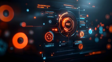 Poster - Stunning digital data display featuring a sleek and modern user interface vivid holographic projections and complex HUD visualizations