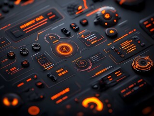 Poster - Sleek and Intuitive Digital Data Presentation with Abstract Neon Tinged UI Components for Immersive Sci Fi Experiences