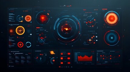 Poster - Streamlined and minimalist futuristic digital data presentation with an immersive heads up display and cutting edge graphical user interface for game environments