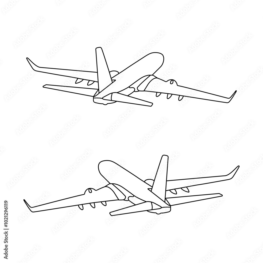 Airplane line art vector design. Airplane outline illustration design ...