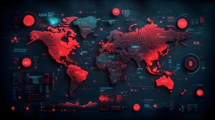 Poster - Dynamic vibrant world map showcasing the efficiency of global delivery and export import processes enhanced by intelligence with detailed routes shipping terminals