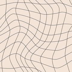 Poster - Twisted checkered linear background. Abstract vector pattern. Black and beige colors. Retro wavy checkerboard	