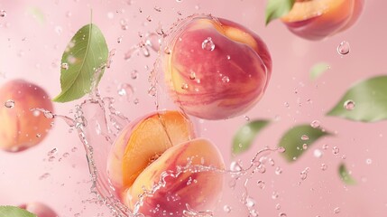 Aufkleber - A close up of a peach with water droplets surrounding it