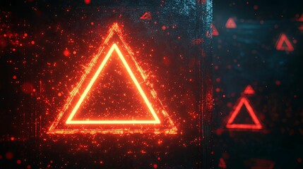 Glowing Red Triangle on a Sparkly Black Background