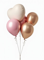 Poster - A set of isolated, realistic 3D balloons in various metallic colors and designs is presented against a plain white backdrop._00003_