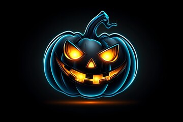 Aufkleber - Simple minimalist icon of a dark jack-o'-lantern with glowing eyes, representing the eerie atmosphere of Halloween night