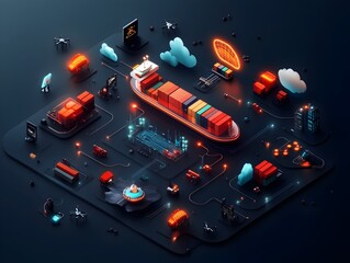 Poster - Cutting Edge Logistics Ecosystem Revolutionizing Global Trade and Distribution with Autonomous Drones Self Driving Cargo Vessels Predictive Analytics