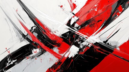 Poster - dynamic abstract art with bold reds and blacks showcasing energetic brush strokes and powerful contr
