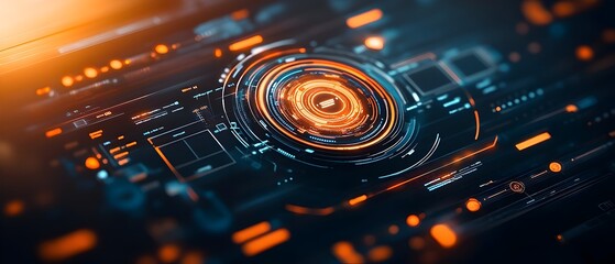 Poster - Highly detailed futuristic data visualization with innovative holographic interface elements dynamic system monitoring display and cutting edge technology backdrop