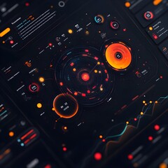 Poster - Futuristic data visualization with a refined UI captivating HUD and GUI design for dynamic game worlds cutting edge tech landscape with a forward thinking aesthetic