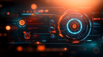 Poster - Stunning Futuristic Game Background Design Featuring a Captivating HUD and GUI Sleek Digital Technology Minimalist Holographic Interface