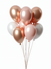 Poster - A set of isolated, realistic 3D balloons in various metallic colors and designs is presented against a plain white backdrop._00001_