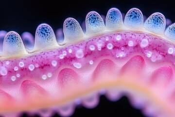Poster - Close-up of a Pink and Blue Wavy Surface with Bumps and Bubbles