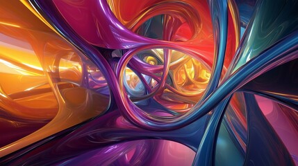 Poster - Colorful abstract patterns create a mesmerizing visual experience in an intertwined three-dimensional space