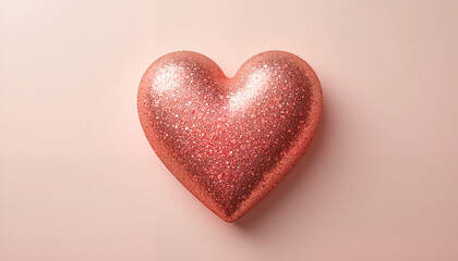 Glittery Rose Gold Heart on Pink Background