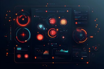 Poster - Sleek and Futuristic User Interface Design with Neon Accents for High Tech Digital Environments Game Interfaces and Data Visualization