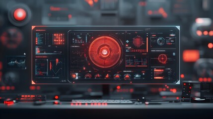 Poster - Futuristic landscape showcasing sleek and immersive user interface seamless of digital data captivating holographic displays and a minimalist cinematic aesthetic with a atmosphere