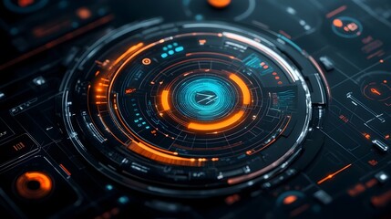 Poster - Visually stunning and futuristic user interface featuring a sleek HUD detailed digital holographic displays minimalist chrome accents and an ethereal blue glow