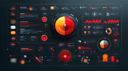 Poster - Futuristic minimalist GUI design elements for a sleek digital data visualization and dashboard platform  Showcasing innovative user interface components for a cutting edge technology system