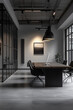 © GraphixWave - Modern Minimalist Office with Glass Walls and Elegant Lighting